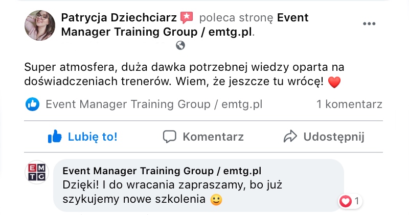 Event Manager PRO opinie o szkoleniu EMTG